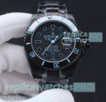 Swiss Made Rolex BLAKEN Submariner A2836 Watch Black PVD with Blue Markers